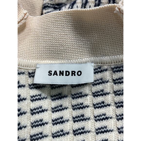 Sandro 'Stripe' White Wool & Cashmere Cardigan Size 0 - Picture 4 of 5